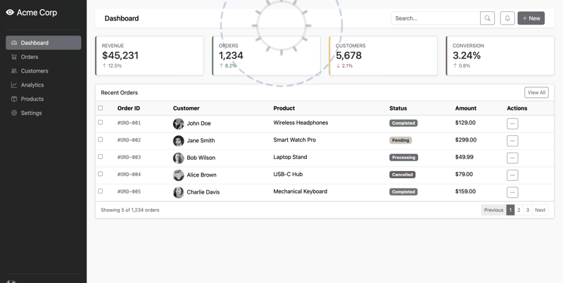 Dashboard with subtle foveation mode 6 applied